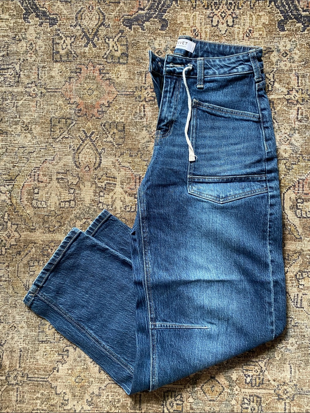 VERVET KATE BARREL Women's Blue Denim Jeans with Drawstring Waist